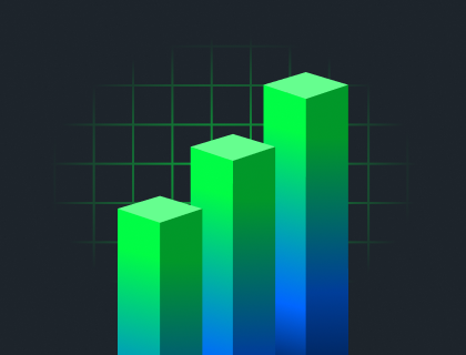 Blue and green graph over black background