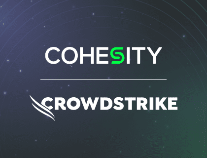 Crowdstrike and Cohesity logo lockup